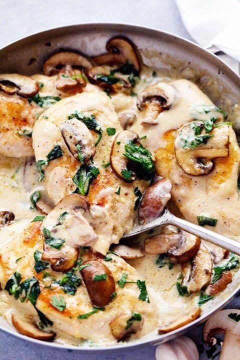 Creamy Parmesan Garlic Mushroom Chicken – 99easyrecipes