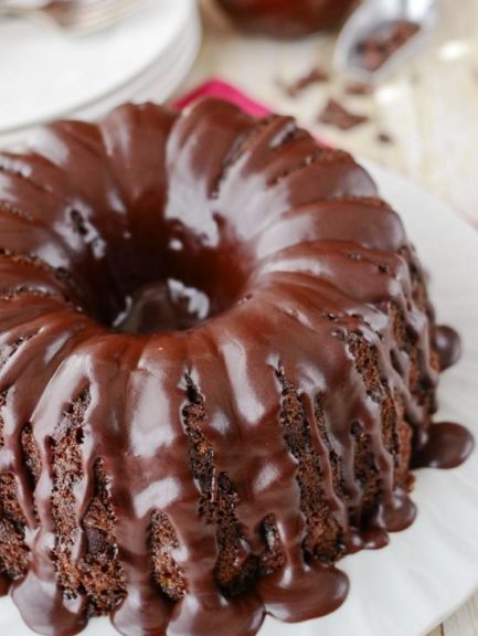Triple Chocolate Pound Cake with Ganache Glaze – 99easyrecipes