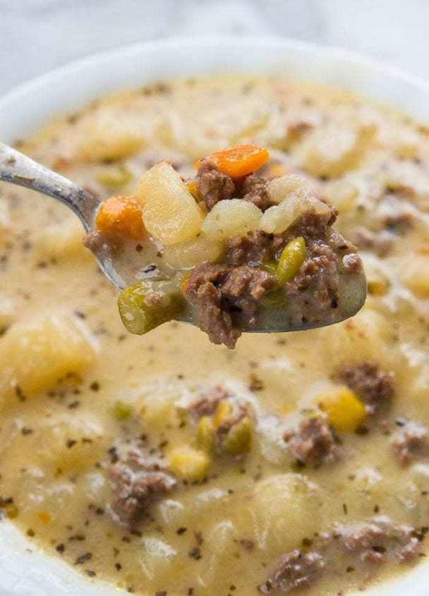 Creamy Potato & Hamburger Soup Made In the Crockpot – 99easyrecipes