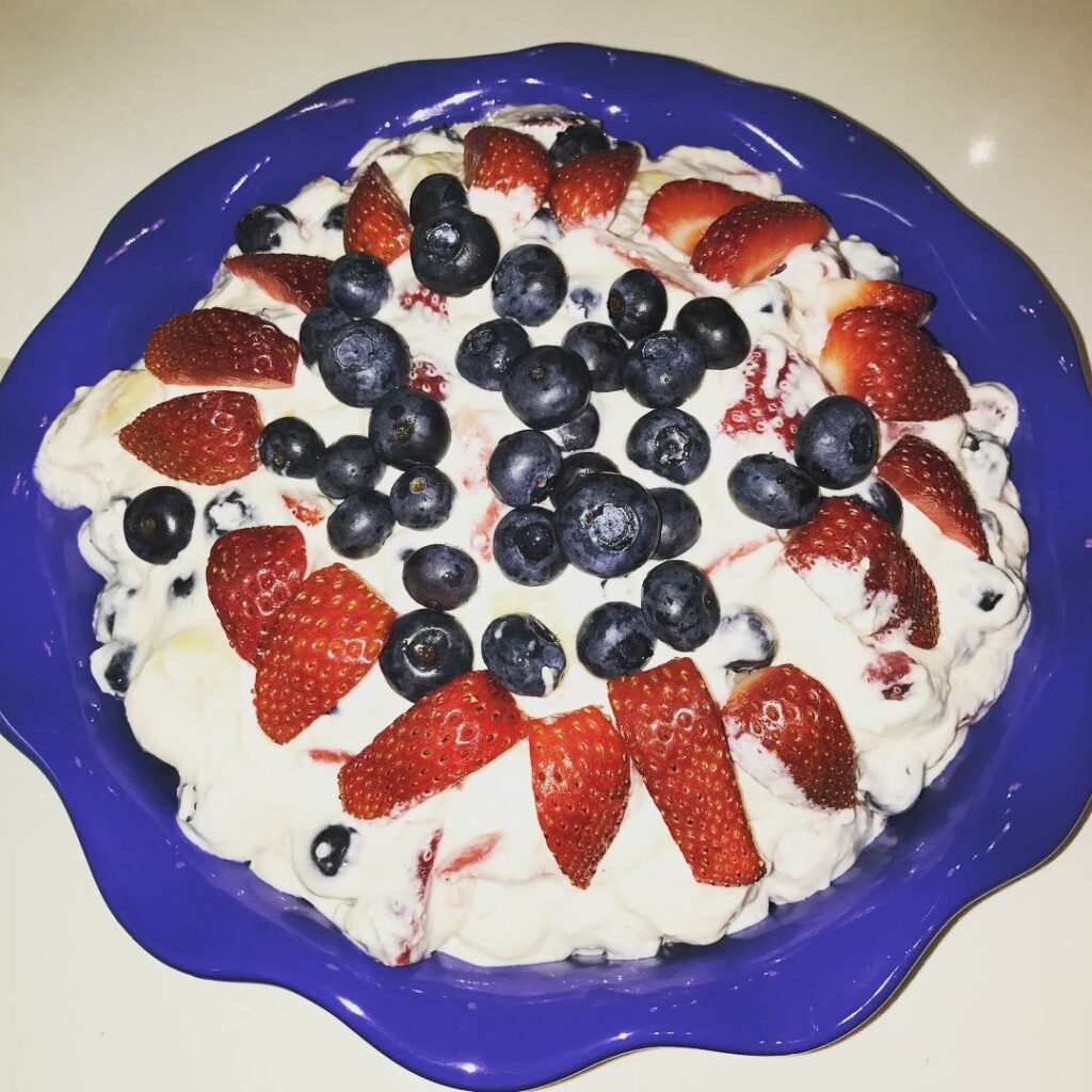 Red White And Blue Cheesecake Salad 99easyrecipes