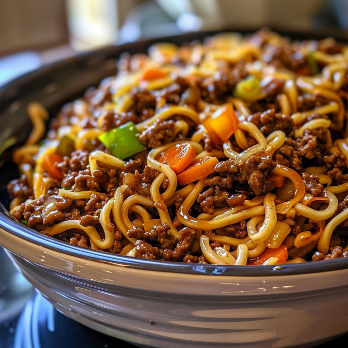 Slow Cooker Mongolian Ground Beef Chow Mein – 99easyrecipes