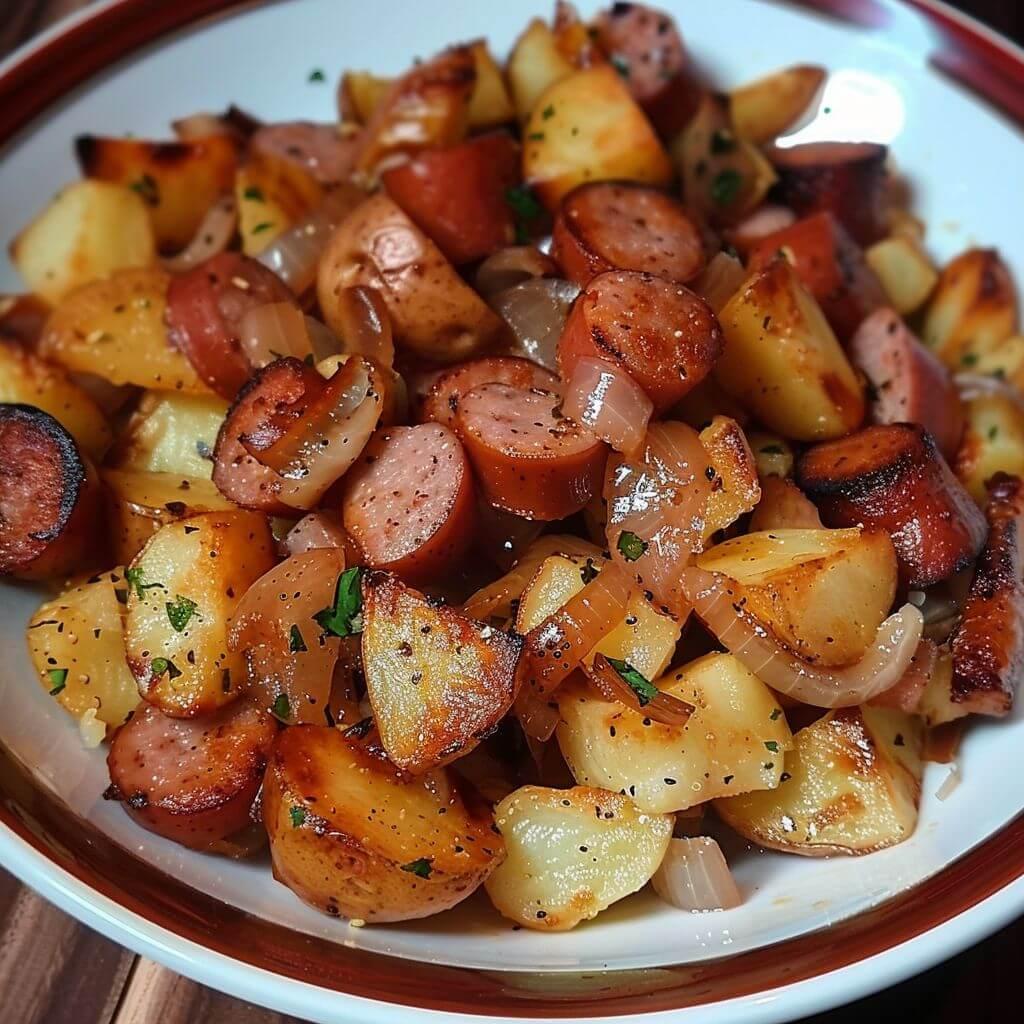 Fried Potatoes Onions And Smoked Polish Sausage – 99easyrecipes