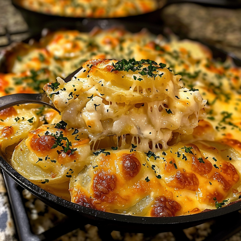 Cheesy Garlic Scalloped Potatoes 99easyrecipes